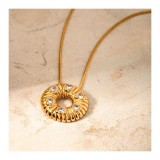 Colier placat cu aur - Pandantiv Rotund cu Inimioare