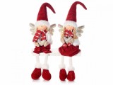 Cumpara ieftin Set 2 figurine Ingeri din portelan si textil alb rosu 17x12x41 cm