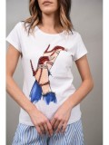 Cumpara ieftin Tricou Barbati Monte Cervino Arnara Alb Imprimeu Pantof Bumbac Elastan Marime S-M