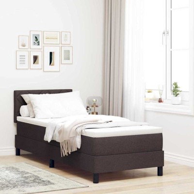 vidaXL Pat boxspring cu saltea Maro &amp;icirc;nchis 80 x 200 cm țesătură 3338723 foto