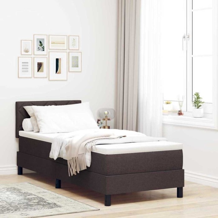 vidaXL Pat boxspring cu saltea Maro &icirc;nchis 80 x 200 cm țesătură 3338723