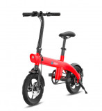 Bicicleta electrica iSEN H2 Bionic , Viteza maxima 25Km/h, Autonomie full electric 15 - 20Km, Motor 250W, IPX4, roti 14inch (Rosu)