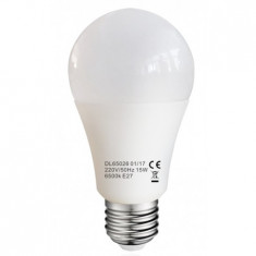 Bec Led E27, model glob A60, 15W=120W, 2700K, lumina calda, ore functionare 15.000