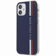 Husa TPU U.S. Polo Tricolor Vertical Stripes Apple iPhone 12 / Apple iPhone 12 Pro, Bleumarin USHCP12MPCUSSNV