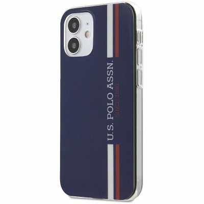 Husa TPU U.S. Polo Tricolor Vertical Stripes Apple iPhone 12 / Apple iPhone 12 Pro, Bleumarin USHCP12MPCUSSNV foto