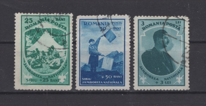Jamboreea Nationala Sibiu 1932 - 25 bani, 50 bani, 3 Lei stampilate