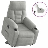 VidaXL Fotoliu rabatabil electric cu ridicare, gri deschis, microfibră