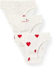 Set 3 chiloti pentru fete Petit Bateau A00FP, alb rosu, 2 Ani 86 cm - OUTLET