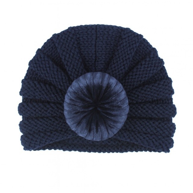 Caciulita crosetata tip turban - Bleumarin (Marime Disponibila: 0-12 luni)