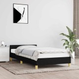 VidaXL Cadru de pat cu tăblie fără saltea, negru, 90x190 cm, textil