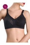 Sutien dantelat fără &icirc;ntărituri si arcuri, Conte Suprema RB7020 - Nero, 80H, bumbac, Fara sarma, Conte Elegant