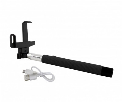 Selfie stick Esperanza, 5V, microUSB, Bluetooth 3.0, plastic, negru foto