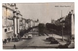 CPIB 24652 CARTE POSTALA - ARAD, B-dul REPUBLICII, BICICLETA, AUTOTURISM DE EPOCA, RPR, CIRCULATA, 1959, STAMPILE, Fotografie