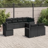 VidaXL Set mobilier de grădină cu perne, 8 piese, negru, poliratan