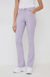 MAX&amp;Co. pantaloni de catifea cord Milady culoarea violet, evazati, medium waist, Max&amp;Co.