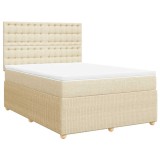 Cumpara ieftin Pat box spring cu saltea, crem, 160x200 cm, material textil