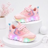 Cumpara ieftin Pantofi sport cu lumini LED, Model Pink Hear, Textil, Fete, Roz (Marime