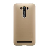 Husa asus zenfone 2 ze500cl nillkin frosted shield auriu + folie de protectie, Flippy