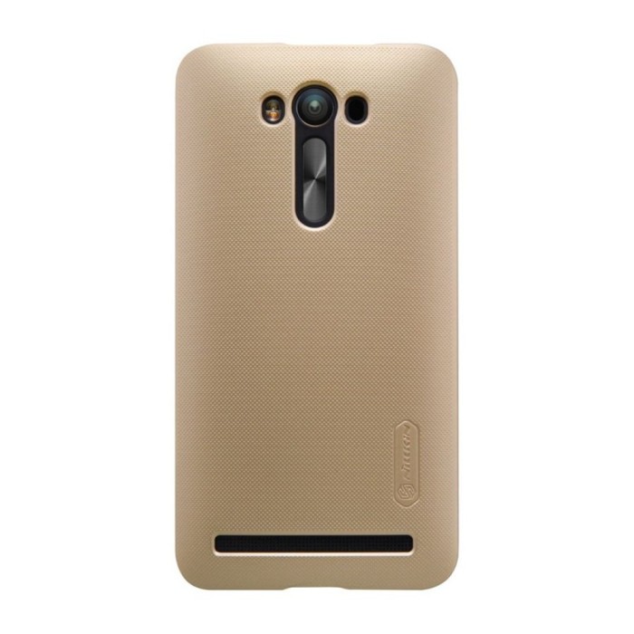 Husa asus zenfone 2 ze500cl nillkin frosted shield auriu + folie de protectie