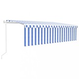 Copertina retractabila stor&amp;LED&amp;senzor vant, albastru/alb, 5x3m