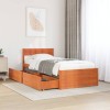 Gossi cadru pat fara saltea, maro ceruit, 90x190 cm, lemn masiv pin
