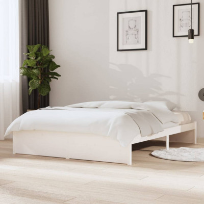 Cadru de pat, alb, 140x200 cm, lemn masiv GartenMobel Dekor foto