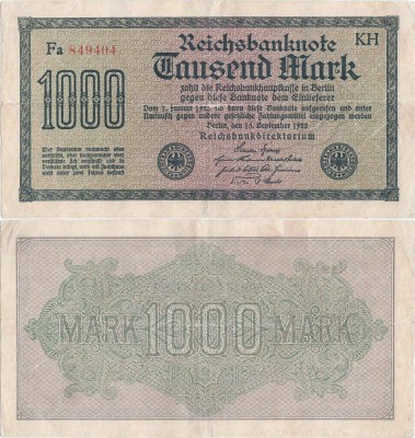 1922 (15 Septembrie), 1.000 Mark (P-76f.2) - Germania foto