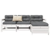 Gossi set canapea de gradina, 4 piese, alb, lemn masiv pin