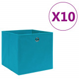 Cutii depozitare 10 buc. albastru, 28x28x28 cm textil netesut GartenMobel Dekor, vidaXL