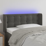 vidaXL Tăblie de pat cu LED, gri &icirc;nchis, 103x16x78/88 cm, catifea