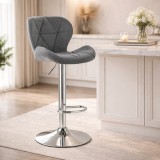 Cumpara ieftin Scaun de bucatarie/bar, Artool, West, rotativ, catifea gri, picior metal argintiu, 46x48.5x90-111 cm