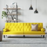 VidaXL Canapea extensibilă cu cotiere, galben deschis, textil