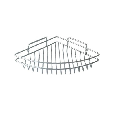 Etajera de colt pentru baie, metal, un raft, crom lucios, 220 x 220 x 70 mm foto