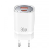 Incarcator Retea XO Design CE21, 30W, 3A, 1 x USB-A - 1 x USB-C, Alb