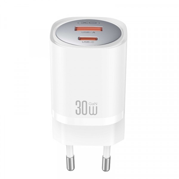Incarcator Retea XO Design CE21, 30W, 3A, 1 x USB-A - 1 x USB-C, Alb