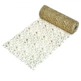 Tesatură Decorativă, Model Plasă, Glitter, Culoare Bej, Dimensiune 5m x 24cm, Oem