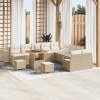 VidaXL Set de canapele pentru grădină cu pernă 13 pcs Bej Rattan poli 3362581