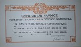 Bilet de bancă Franta 1915, cartonat, fără filigran, necompletat