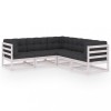Set mobilier de gradina cu perne, 5 piese, lemn masiv de pin