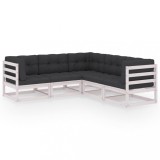 Cumpara ieftin Set mobilier de gradina cu perne, 5 piese, lemn masiv de pin