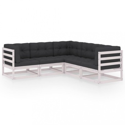 Set mobilier de gradina cu perne, 5 piese, lemn masiv de pin foto