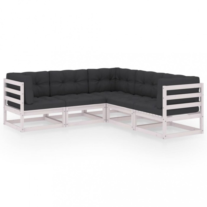 Set mobilier de gradina cu perne, 5 piese, lemn masiv de pin