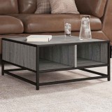 VidaXL Măsuță de cafea gri sonoma 60,5x60,5x30 cm lemn prelucrat/metal