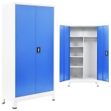 Cumpara ieftin Dulap vestiar cu 2 usi, metal, 90x40x180 cm, gri si albastru