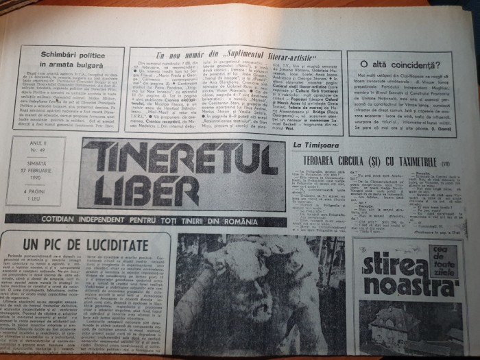 tineretul liber 17 februarie 1990 art&quot;teroarea circula (si) cu taximetrele&quot;