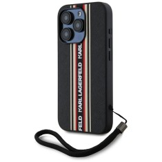 Husa originala iPhone 15 Pro Max Karl Lagerfeld Saffiano Athleisure Stripes Cord, rosu, KLHCP15XPAMSCNSR foto