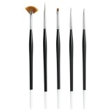 Set de pensule negre pentru modelarea unghiilor - 5 piese, INGINAILS