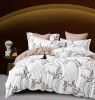 Lenjerie pat dublu,bumbac finet,6 piese,cearceaf cu elastic,alba maro cu flori-A971, Jojo Home