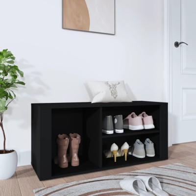 Pantofar, negru, 100x35x45 cm, lemn compozit foto