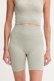 Hummel pantaloni scurți de antrenament culoarea verde, uni, high waist, 230078